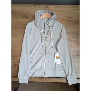 Vuori Halo Performance 2.0 Hoodie Womens L Pale Gray Heather Full Zip VW268 NWT